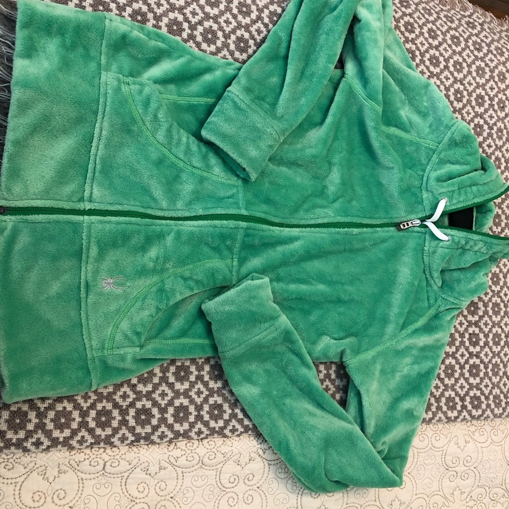 EUC Spyder SOFT Bright Green Zip Fleece Jacket M